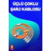 USLUCAN ALIŞVERİŞ 3 İn 1 Süper Hızlı Şarj Kablosu Android ve İOS Uyumlu Silikon Şarj Kablosu