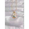 USLUCAN ALIŞVERİŞ 316L Çelik Gold Renk Beyaz Mineli Kız Figür Tarot Kolye