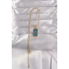 USLUCAN ALIŞVERİŞ 316L Çelik Gold Renk Mavi Mineli El Figür Tarot Kolye