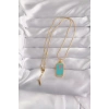 USLUCAN ALIŞVERİŞ 316L Çelik Gold Renk Mavi Mineli Tarot Kolye