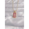 USLUCAN ALIŞVERİŞ 316L Çelik Gold Renk Mor Mineli El Figür Tarot Kolye