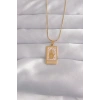 USLUCAN ALIŞVERİŞ 316L Çelik Gold Renk Pembe Mineli El Figür Tarot Kolye