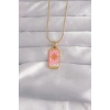 USLUCAN ALIŞVERİŞ 316L Çelik Gold Renk Pembe Mineli Güneş Model Tarot Kolye