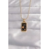 USLUCAN ALIŞVERİŞ 316L Çelik Gold Renk Siyah Mineli Yıldız Figür Tarot Kolye