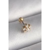 USLUCAN ALIŞVERİŞ 316L Çelik Gold Renk Zirkon Taşlı Çiçek Model Tragus Piercing