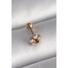 USLUCAN ALIŞVERİŞ 316L Çelik Gold Renk Zirkon Taşlı Çiçek Tragus Piercing