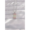 USLUCAN ALIŞVERİŞ 316L Çelik Gümüş Renk Pembe Mineli Ay Figür Tarot Kolye
