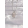 316L Çelik Gümüş Renk Pembe Mineli El Figür Tarot Kolye
