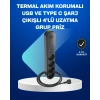 USLUCAN ALIŞVERİŞ Akıllı Akım Dengelemeli 4’lü Çoklu Priz Type-C ve USB Çıkışlı