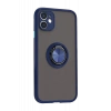USLUCAN ALIŞVERİŞ Apple iPhone 11 Kılıf Montreal Yüzüklü Silikon Kapak - Lacivert