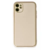 USLUCAN ALIŞVERİŞ Apple iPhone 12 Kılıf Coco Deri Silikon Kapak - Gold