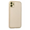 USLUCAN ALIŞVERİŞ Apple iPhone 12 Kılıf Coco Deri Silikon Kapak - Gold