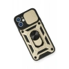 USLUCAN ALIŞVERİŞ Apple iPhone 12 Kılıf Pars Lens Yüzüklü Silikon - Gold