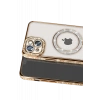 USLUCAN ALIŞVERİŞ Apple iPhone 14 Kılıf Joke Simli Magneticsafe Kılıf - Gold