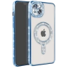 USLUCAN ALIŞVERİŞ Apple iPhone 14 Kılıf Joke Simli Magneticsafe Kılıf - Mavi