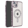 USLUCAN ALIŞVERİŞ Apple iPhone 14 Kılıf Joke Simli Magneticsafe Kılıf - Pembe
