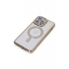 USLUCAN ALIŞVERİŞ Apple iPhone 14 Pro Kılıf Joke Simli Magneticsafe Kılıf - Gold