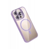 USLUCAN ALIŞVERİŞ Apple iPhone 15 Pro Max Remim Lensli Magsafe Standlı Kapak - Lila