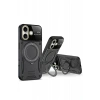USLUCAN ALIŞVERİŞ Apple iPhone 16 Kılıf Joy Lens Standlı Kapak - Mor