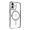 USLUCAN ALIŞVERİŞ Apple iPhone 16 Plus Kılıf Joke Simli Magneticsafe Kılıf - Gümüş