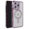 USLUCAN ALIŞVERİŞ Apple iPhone 16 Pro Max Kılıf Joke Simli Magneticsafe Kılıf - Derin Mor