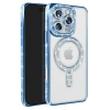USLUCAN ALIŞVERİŞ Apple iPhone 16 Pro Max Kılıf Joke Simli Magneticsafe Kılıf - Mavi