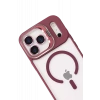 USLUCAN ALIŞVERİŞ Apple iPhone 17 Pro Max Remim Lensli Magsafe Standlı Kapak - Bordo
