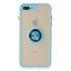 USLUCAN ALIŞVERİŞ Apple iPhone 7 Plus Kılıf Montreal Yüzüklü Silikon Kapak - Buz Mavi