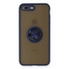 USLUCAN ALIŞVERİŞ Apple iPhone 7 Plus Kılıf Montreal Yüzüklü Silikon Kapak - Lacivert