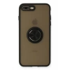 USLUCAN ALIŞVERİŞ Apple iPhone 7 Plus Kılıf Montreal Yüzüklü Silikon Kapak - Siyah