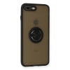 USLUCAN ALIŞVERİŞ Apple iPhone 7 Plus Kılıf Montreal Yüzüklü Silikon Kapak - Siyah