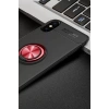 USLUCAN ALIŞVERİŞ Apple iPhone XS Max Kılıf Range Yüzüklü Silikon - Siyah-Kırmızı