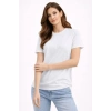 USLUCAN ALIŞVERİŞ Bisiklet Yaka Tişört Regular Kalıp Basic Pamuklu Günlük Kullanım T-shirt - Beyaz