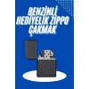 USLUCAN ALIŞVERİŞ Doldurulabilir Siyah Benzinli Çakmak Metalik