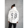 USLUCAN ALIŞVERİŞ Erkek 98 Baskılı Kapşonlu Sweat - Beyaz