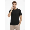 USLUCAN ALIŞVERİŞ Erkek Bisiklet Yaka Tişört Regular Kalıp Basic Pamuklu Günlük Kullanım T-shirt - Siyah