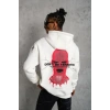 USLUCAN ALIŞVERİŞ Erkek Maske Baskılı Kapüşonlu Sweat - Beyaz