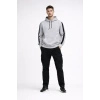 USLUCAN ALIŞVERİŞ Erkek Şeritli Kapüşonlu Sweatshirt Oversize 3 Iplik Pamuklu - Beyaz