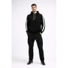 USLUCAN ALIŞVERİŞ Erkek Şeritli Kapüşonlu Sweatshirt Oversize 3 Iplik Pamuklu - Siyah