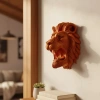 USLUCAN ALIŞVERİŞ Gold Red Aslan Başı Duvar Aksesuarı