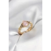 USLUCAN ALIŞVERİŞ Gold Renk Pembe Damla Model Kadın Yüzük