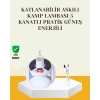 USLUCAN ALIŞVERİŞ Güneş Paneliyle Şarj Olan Katlanabilir LED Çadır Lambası – 5 Kademeli Aydınlatma