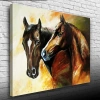 USLUCAN ALIŞVERİŞ İki At Yağlıboya Kanvas Tablo 50 x 70