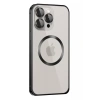 USLUCAN ALIŞVERİŞ iPhone 15 Pro Max Kılıf Metal Bumper Magneticsafe Kapak - Siyah