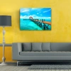 USLUCAN ALIŞVERİŞ İskele ve Turkuaz Deniz Kanvas Tablo 50 x 70