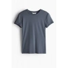 USLUCAN ALIŞVERİŞ Kadın Bisiklet Yaka Regular Kalıp T-shirt Antrasit