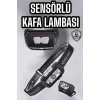 USLUCAN ALIŞVERİŞ Kafa Lambası Kamp Lambası Sensörlü Şarjlı Ayarlanabilir