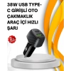 USLUCAN ALIŞVERİŞ Kompakt Tasarımlı Type-C + USB Girişli Araç Şarj Başlığı