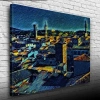 USLUCAN ALIŞVERİŞ Köy Silueti Mavi Tonlarda Kanvas Tablo 50 x 70