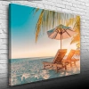 USLUCAN ALIŞVERİŞ Kumsaldaki Şezlonglar Kanvas Tablo 50 x 70